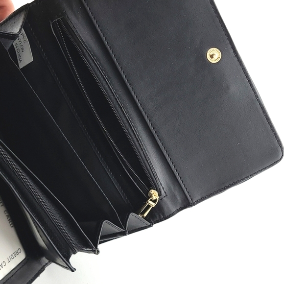 Move&Moda Black Patent Mock-Croc Trifold Wallet  Clutch - Picture 10 of 13